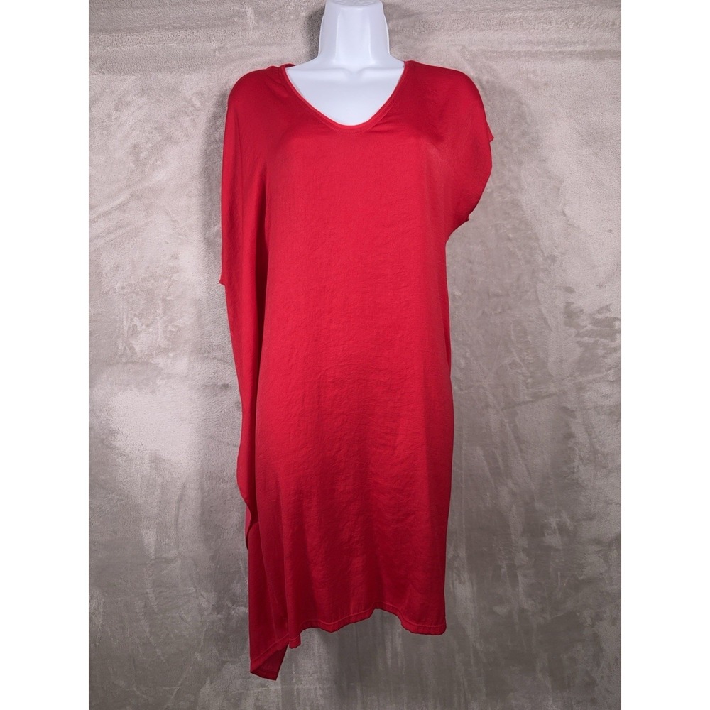 Helmut Lang Asymmetrical Shift Dress Womens Small Red Oversized Modal Knit